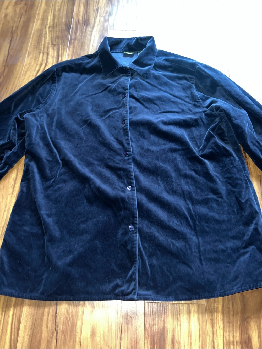 L.L. Bean Navy Velvet Button Down Shirt Size Large